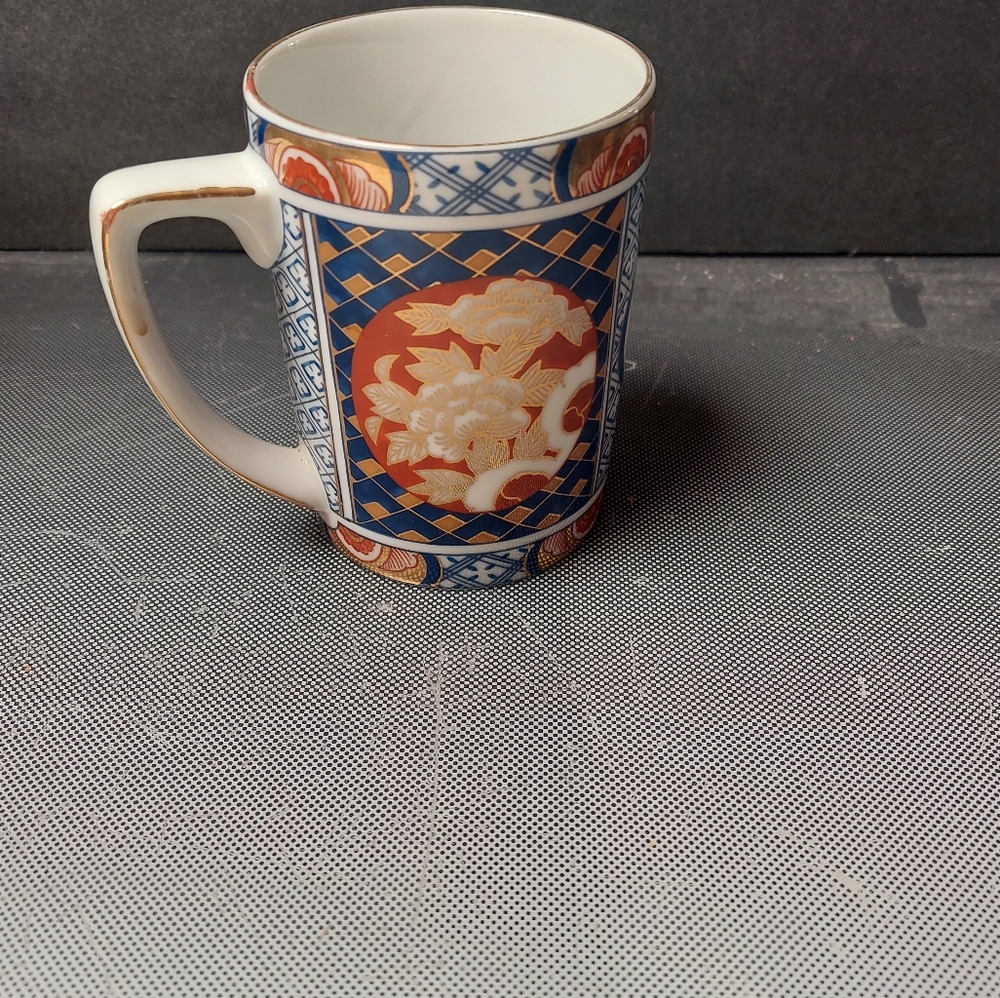 Japanese Imari Porcelain Floral Mug By Kozan Gama Vintage Htf Pattern